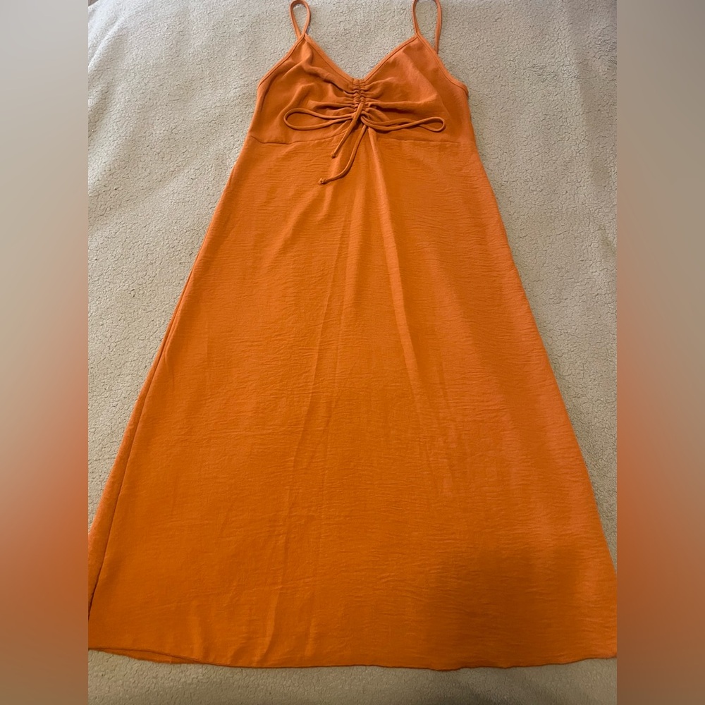 Long Flowy Orange Sleeveless Dress
